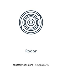 Radar concept line icon. Linear Radar concept outline symbol design. This simple element illustration can be used for web and mobile UI/UX.