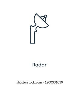 Radar concept line icon. Linear Radar concept outline symbol design. This simple element illustration can be used for web and mobile UI/UX.