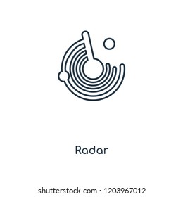 Radar concept line icon. Linear Radar concept outline symbol design. This simple element illustration can be used for web and mobile UI/UX.
