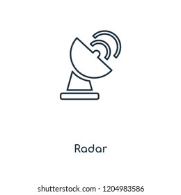 Radar concept line icon. Linear Radar concept outline symbol design. This simple element illustration can be used for web and mobile UI/UX.