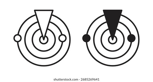 Icono de detección de radar en blanco y negro