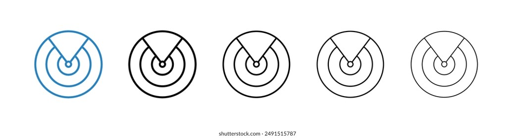 Radar detection icon in black and blue