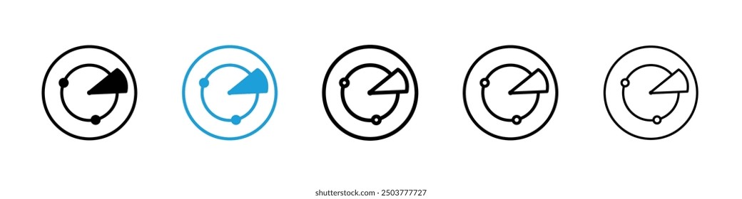 Radar detection icon in black and blue colors