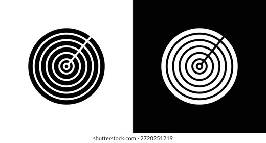 Radar detection icon black flat pictogram. For graphic and web design.