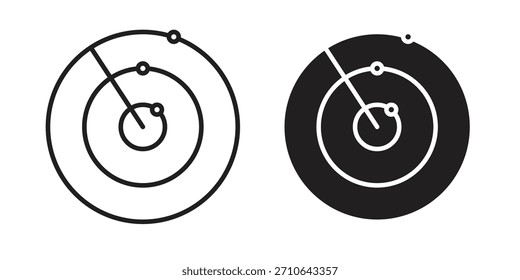 Radarerkennungssymbol in schwarzem Strichvektordesign und flacher, fester Version auf weißem Hintergrund