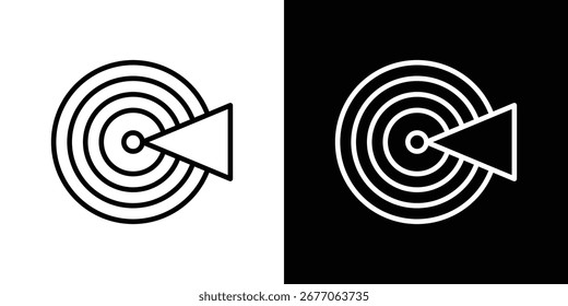 Radar detection icon Black and White Vector Graphic