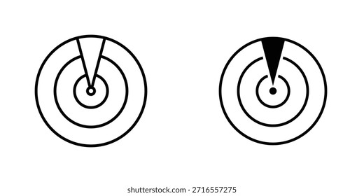 Colección de diseño de iconos de detección de radar. Signo y Vector para diseños de interfaz de usuario