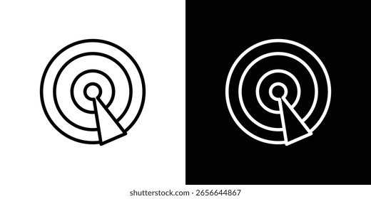Radar detection icon isolated silhouette on white background. Vector illustration.