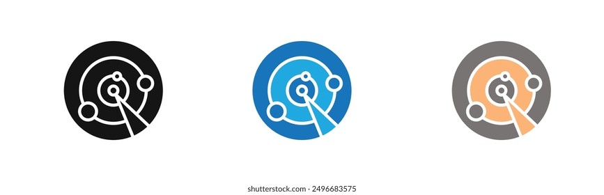 colección de contorno de icono de detección de radar o configurada en blanco y negro