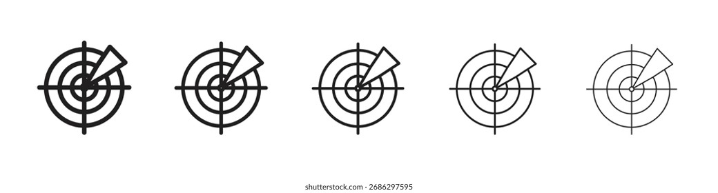Radar detection icon simple vector set. Graphic Illustration