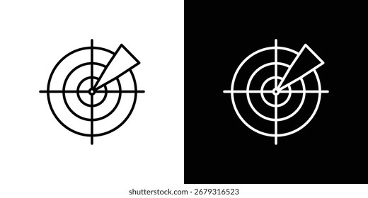 Radar detection icon vector symbols pack in black and white lines