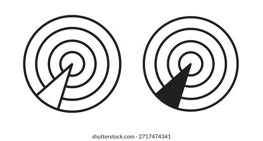 Symbole für die Radarerkennung. Pixel perfekt. Vektorkontursymbol. Flaches Logo-Konzept.