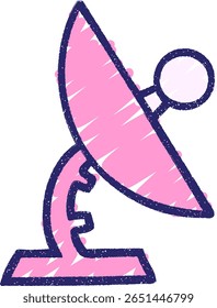 Radar Dish Chalk Drawing in bright neon color