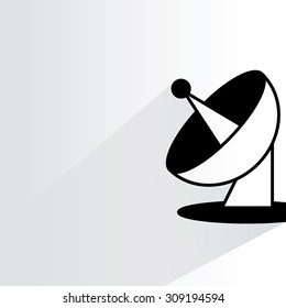 radar dish on white background, flat and shadow theme