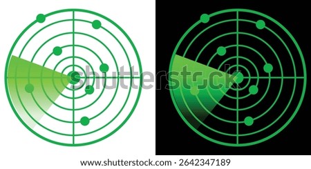 Radar display icon vector design Silhouette of radar display symbol and sign. Vector illustration.