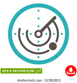Radar EPS vector pictograph. Illustration style is flat iconic bicolor grey and cyan symbol on white background.