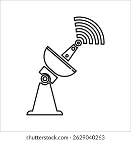 Ícone de glifo de radar. Antena de satélite com sinal forte. Conceito de design de vetor de astronomia, pictograma de estilo sólido sobre fundo branco, uso para web.