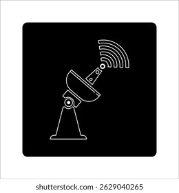 Ícone de glifo de radar. Antena de satélite com sinal forte. Conceito de design de vetor de astronomia, pictograma de estilo sólido sobre fundo branco, uso para web.