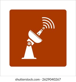 Radar glyph icon. Satellite antenna with strong signal. Astronomy vector design concept, solid style pictogram on white background, use for web.