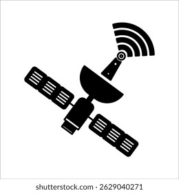 Ícone de glifo de radar. Antena de satélite com sinal forte. Conceito de design de vetor de astronomia, pictograma de estilo sólido sobre fundo branco, uso para web.