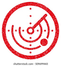 Radar grainy textured icon for overlay watermark stamps. Flat symbol with unclean texture. Dotted vector red ink rubber seal stamp with grunge design on a white background.