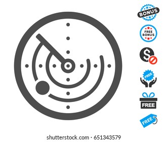 Radar gray pictogram with free bonus pictograph collection. Vector illustration style is flat iconic symbols.