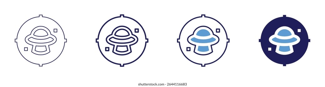 Radar icon in 4 different styles. Thin Line, Line, Bold Line, Duotone. Duotone style. Editable stroke.