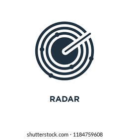 Radar icon. Black filled vector illustration. Radar symbol on white background. Can be used in web and mobile.