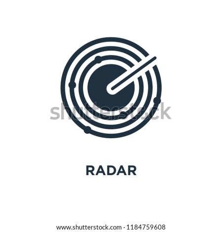 Radar icon. Black filled vector illustration. Radar symbol on white background. Can be used in web and mobile.