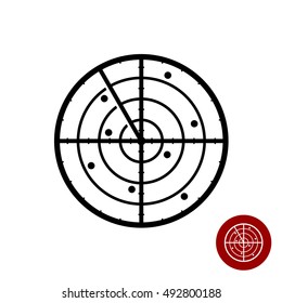 Radar icon. Black lines simple radar symbol.