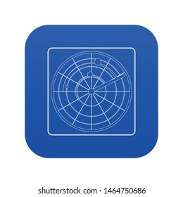 Radar icon blue vector isolated on white background