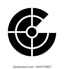 Radar icon. Concept of detection, surveillance, and navigation.