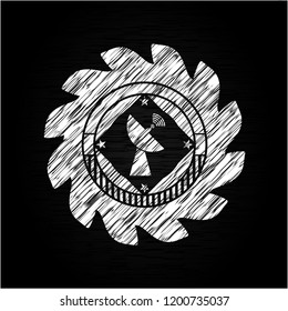 radar icon drawn chalk emblem, retro style, chalk or chalkboard texture