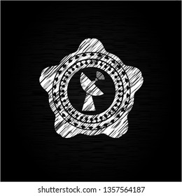 radar icon drawn chalk emblem, retro style, chalk or chalkboard texture
