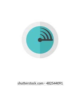 Radar icon in flat color style. Instrument detector military enemy threat distance calculation