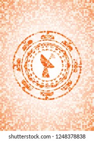 radar icon inside abstract orange mosaic emblem with background