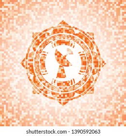 radar icon inside abstract orange mosaic emblem