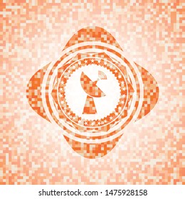 radar icon inside abstract orange mosaic emblem with background