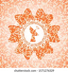 radar icon inside abstract orange mosaic emblem with background