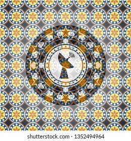 radar icon inside arabesque badge. arabic decoration.