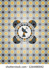 radar icon inside arabesque emblem. arabic decoration.