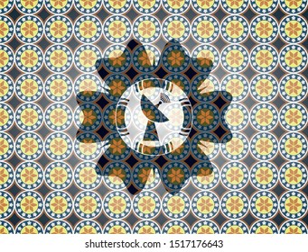 radar icon inside arabesque style emblem. arabic decoration.