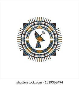 radar icon inside arabesque style badge. arabic decoration.