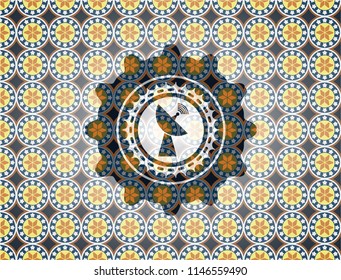 radar icon inside arabic emblem background. Arabesque decoration.