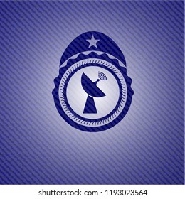 radar icon inside badge with jean texture