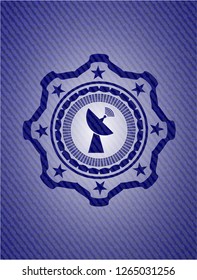 radar icon inside badge with jean texture