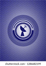 radar icon inside badge with jean texture