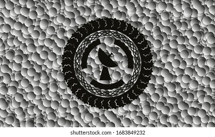 radar icon inside black emblem with bubbles background. Vintage. Vector Illustration. Detailed.