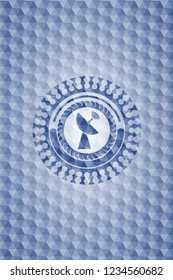 radar icon inside blue emblem with geometric pattern.