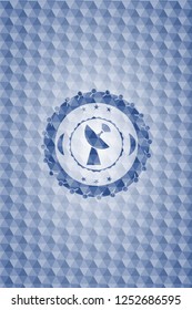 radar icon inside blue emblem with geometric background.